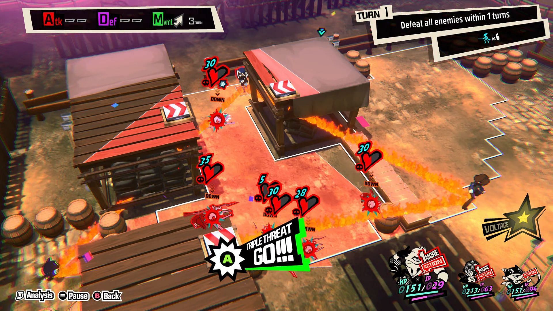 Use Triple-threat to finish the quest (Image via Persona 5 Tactica)